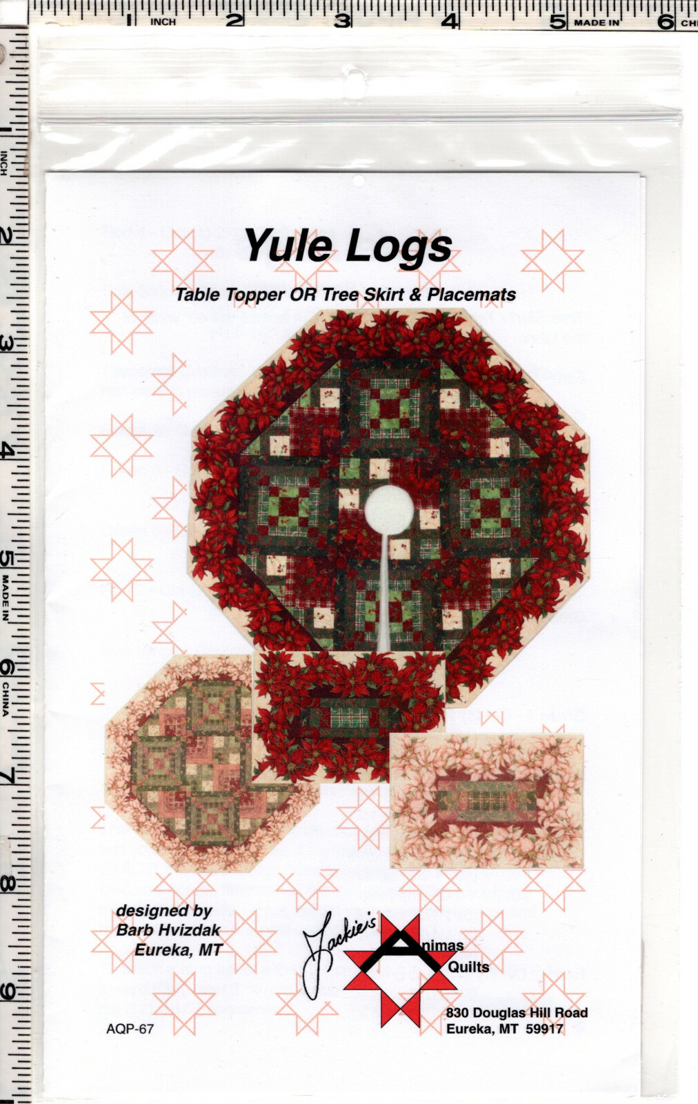 "Yule Logs" ©2008 Jackie's Animas Quilts Pattern/Instruction Pack AQP-67 NEW