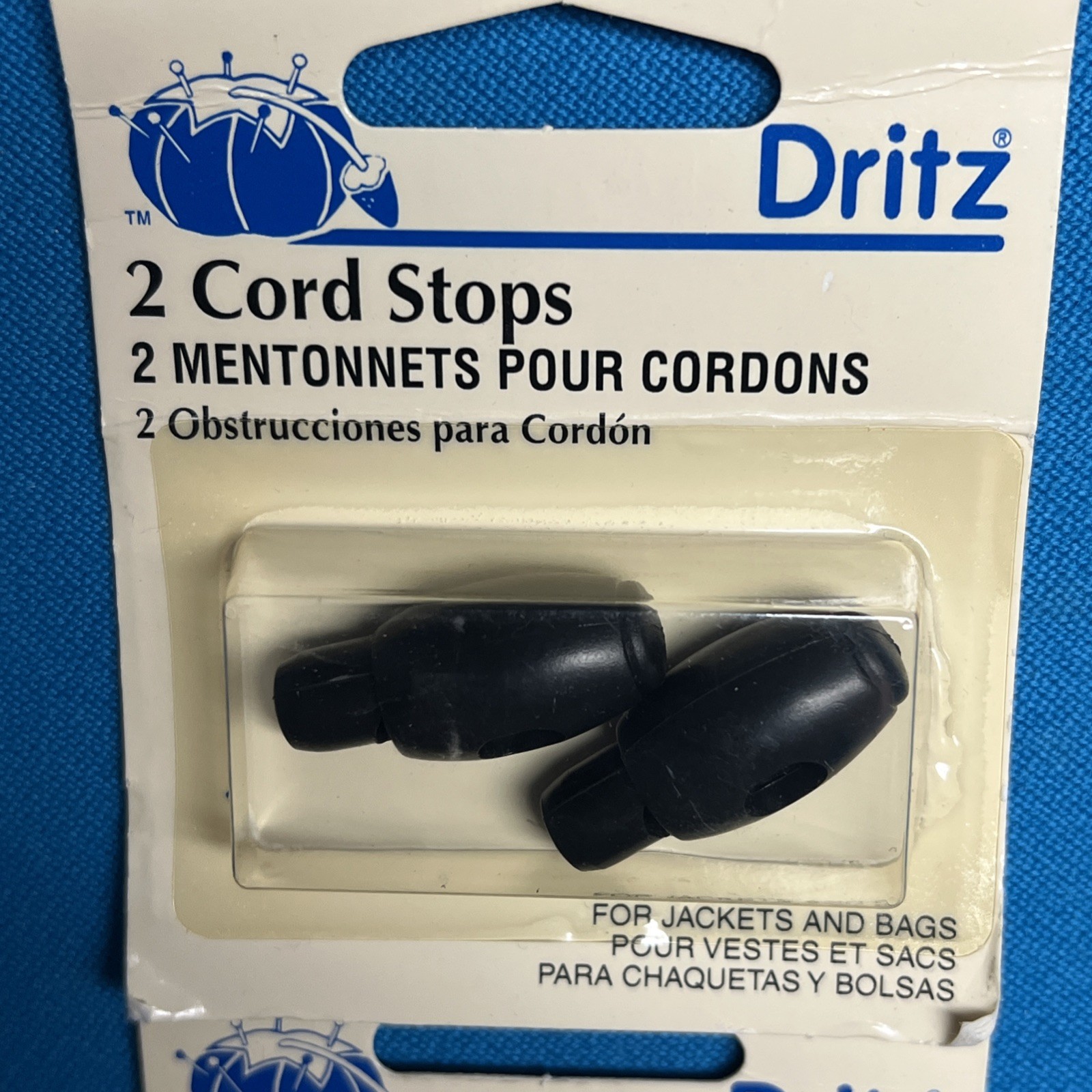 Dritz 469-1 Cord Stops for Drawstrings on Garment and Bags, Black 2 Packs = 4