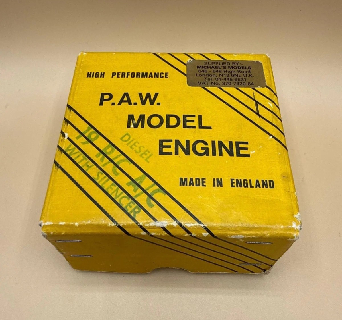 PAW 19 R/C A/C  Progress Aero Works diesel w/ silencer model airplane engine BOX