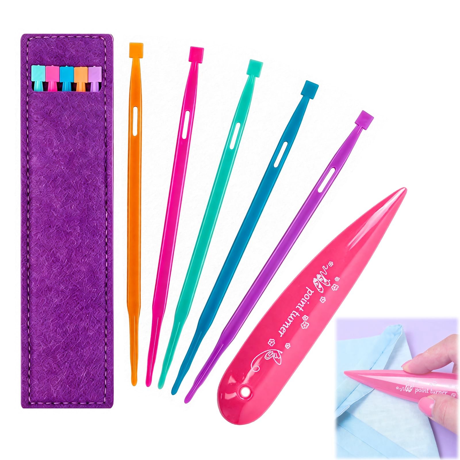 6 Piece Sewing Stiletto Tool Set, Point Turner Sewing Tool Kit with Pressing ...