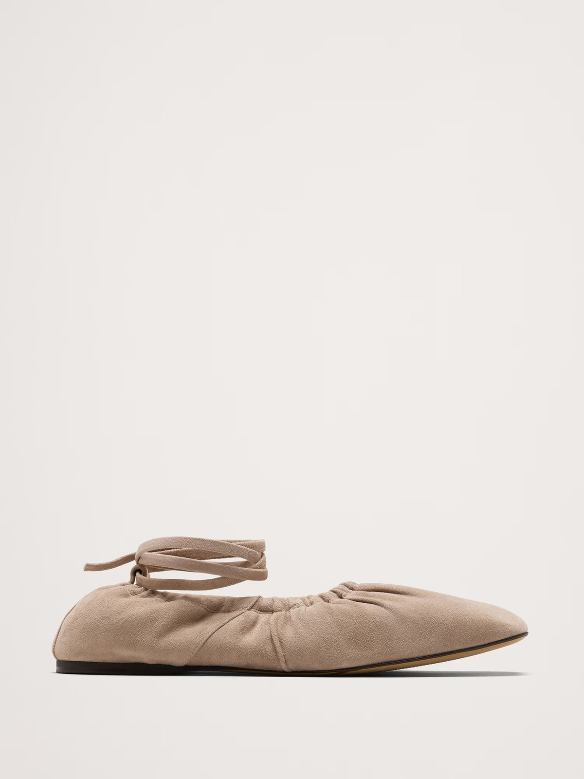 Ruched Suede Ballet Flat-Banana Republic|29793
