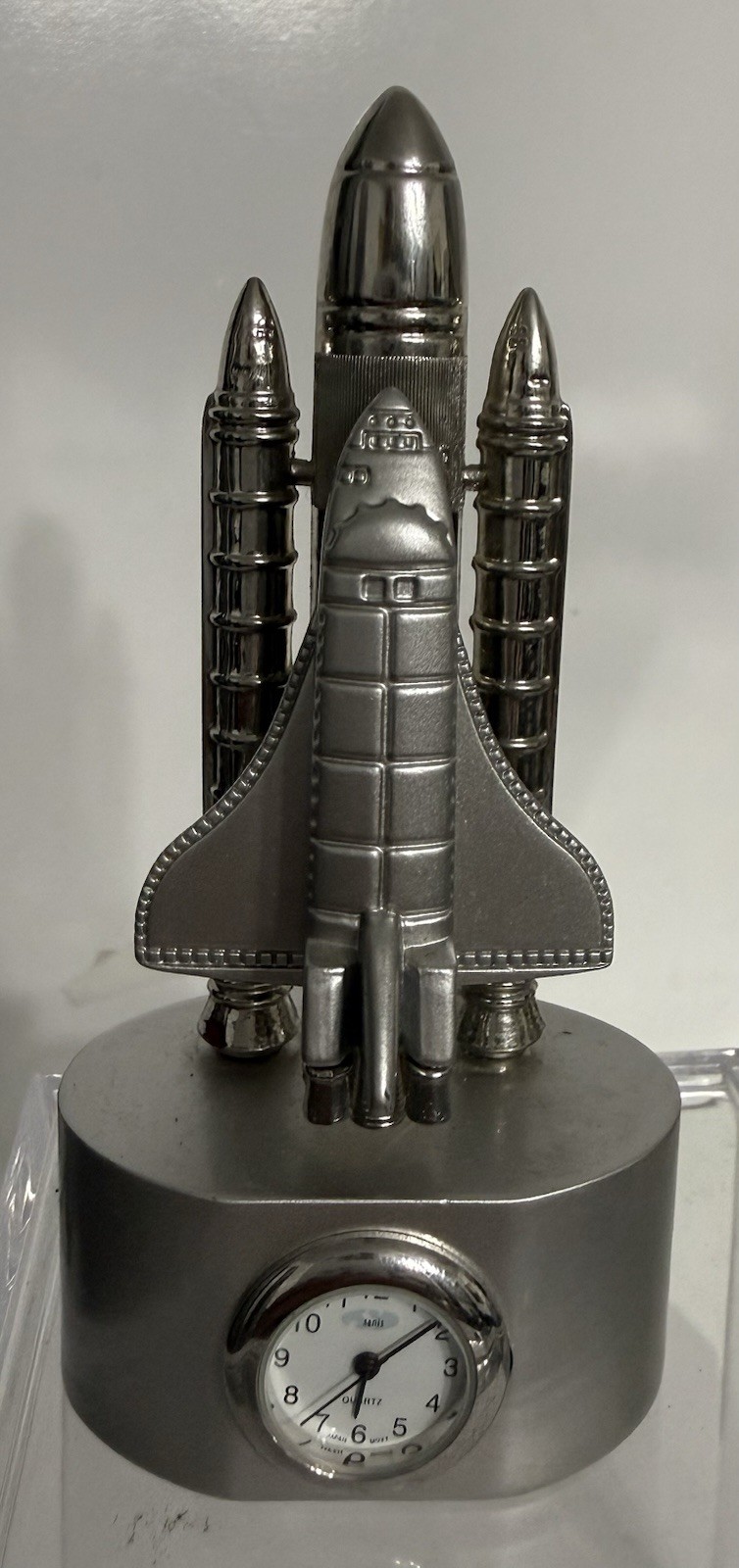 Sanis / Space Shuttle Metal Desk Clock / Silver/ 4.5 In Tall