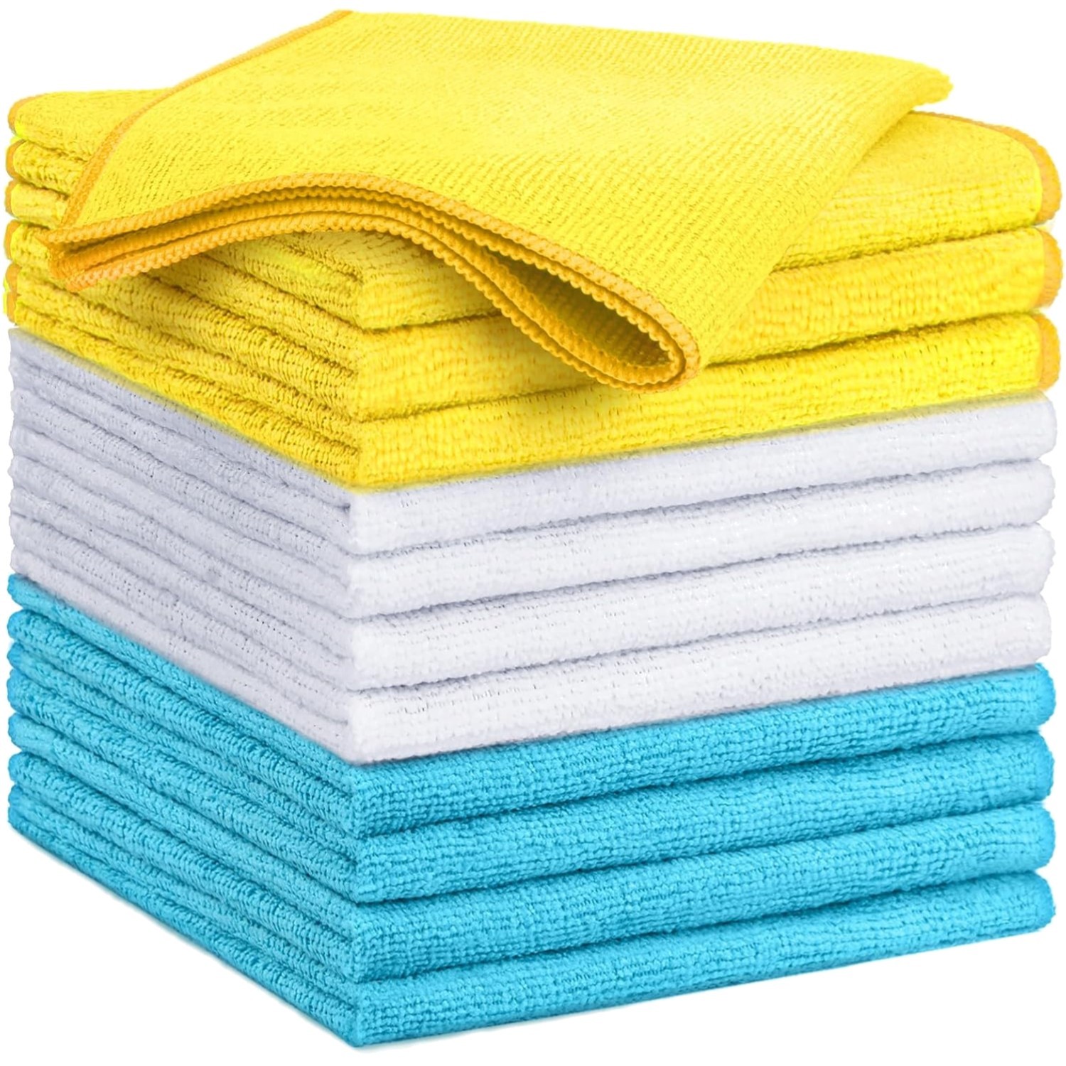 Eco-Friendly 12 Pack Microfiber Cleaning Rags - Multi-Surface, Machine Washable