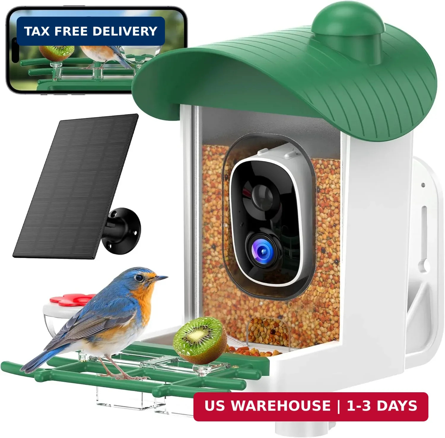 Bird Feeder with Camera Outdoor Solar: Smart Birdfeeder Houses with 2K Live Cam