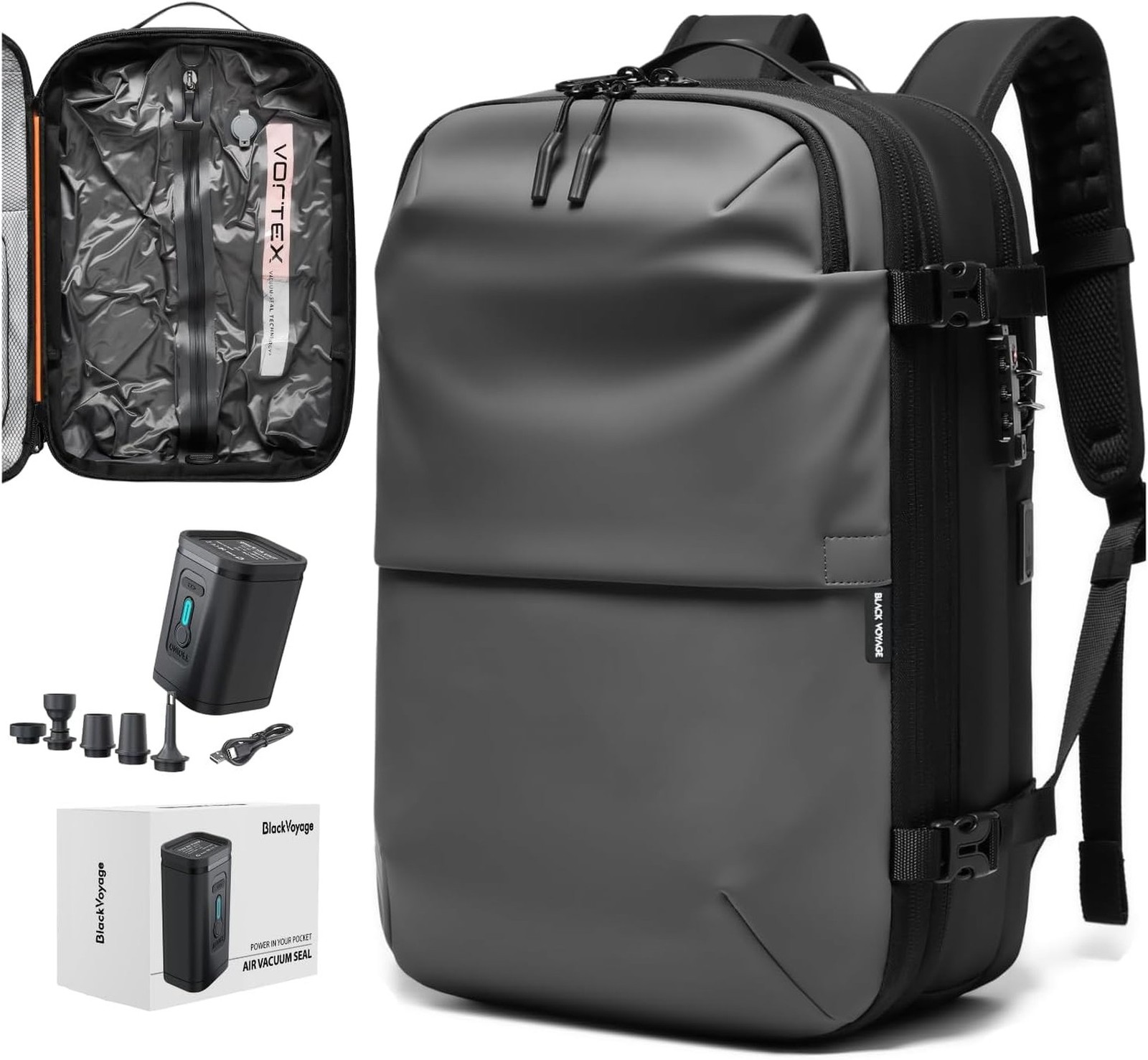 Vortex Vacuum Seal Travel Backpack 60L Expandable Air Compression System Wate...