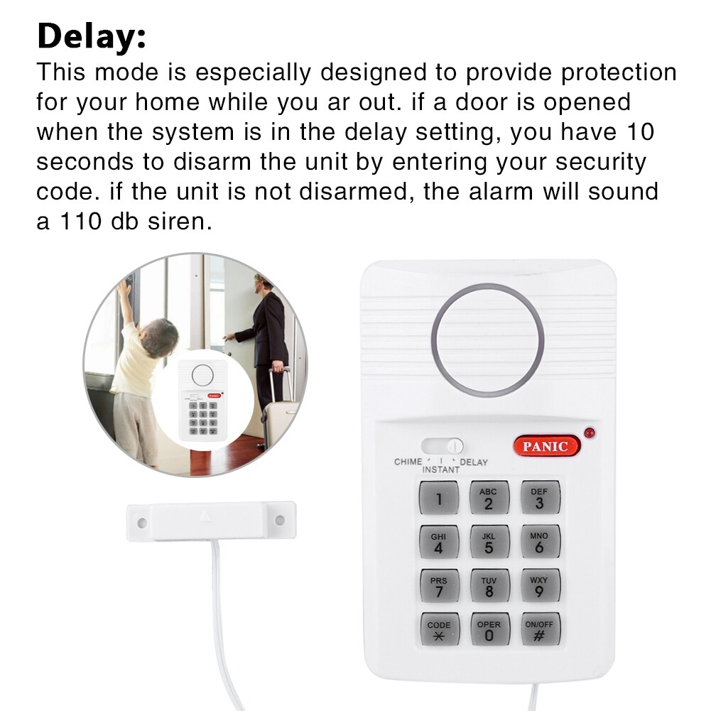 Door Alarm System 3 Settings Security Keypad With Panic Button For Home CSO
