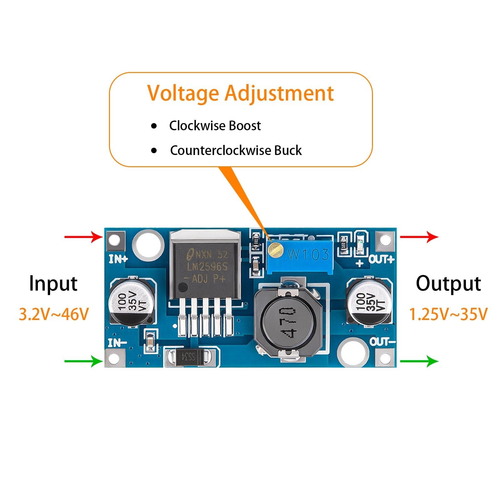 LM2596 DC-DC Buck Converter Module, 8 Pack Adjustable Voltage Regulator, 3.2V...