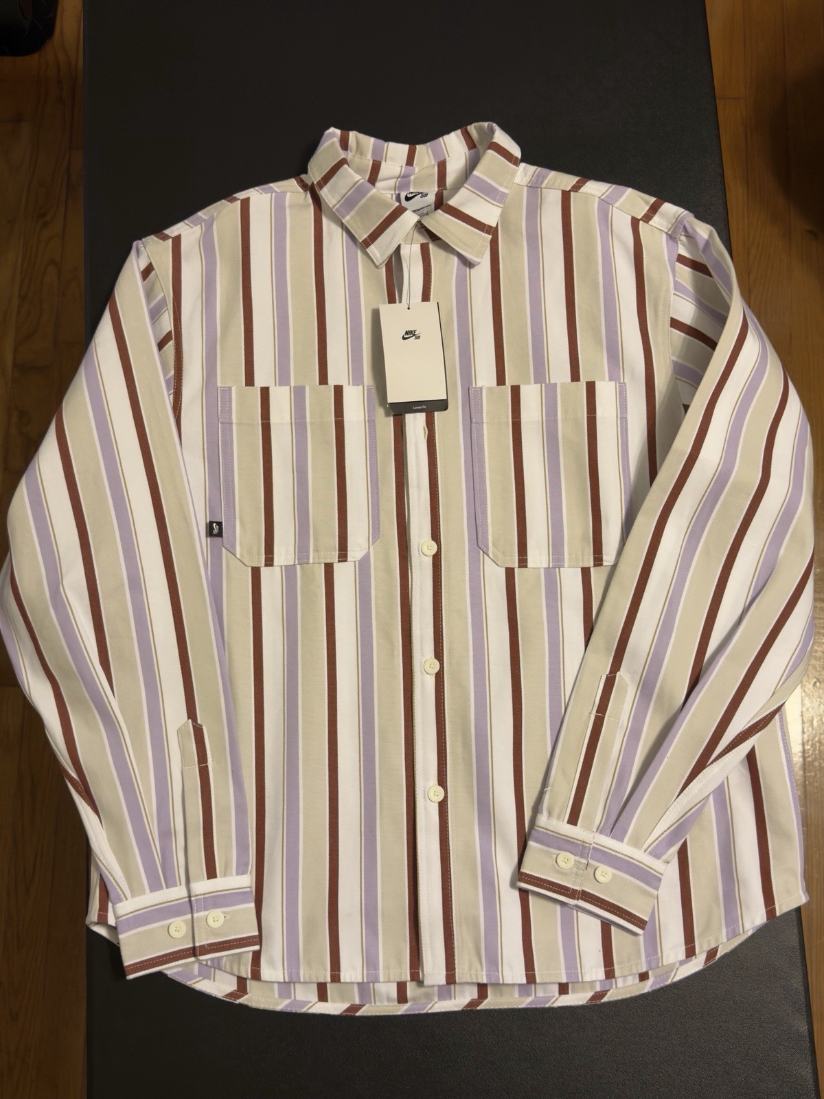 Nike SB Woven Long-Sleeve Skate Top Sz M HJ2906 Men’s Cotton NWT Skateboarding