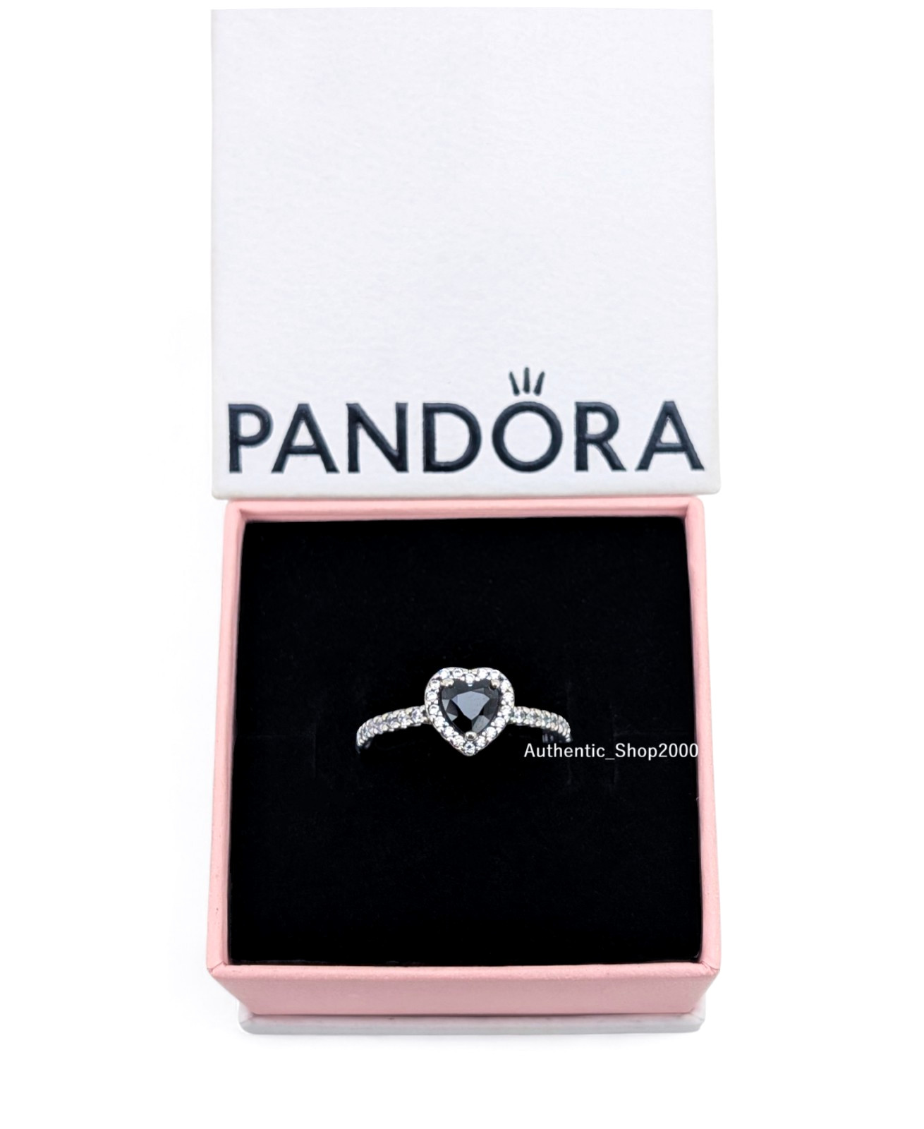 New 100% Authentic PANDORA 925 Sparkle Pave Elevated Black Heart Ring 198421C04