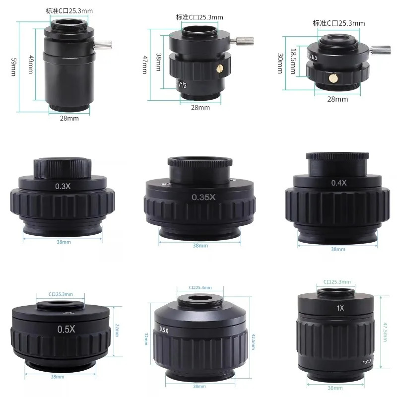 0.3-1X Adjustable C-Mount Microscope Camera Adapter M38 38mm for Microscope
