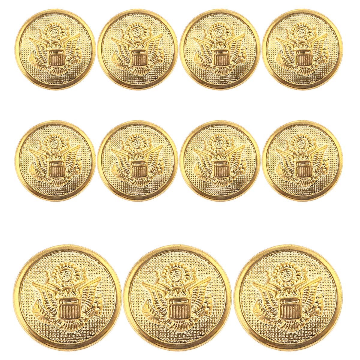 KENDANY 11 Pieces Metal Blazer Button Set - Eagle Badge - 15mm, 20mm, Gold