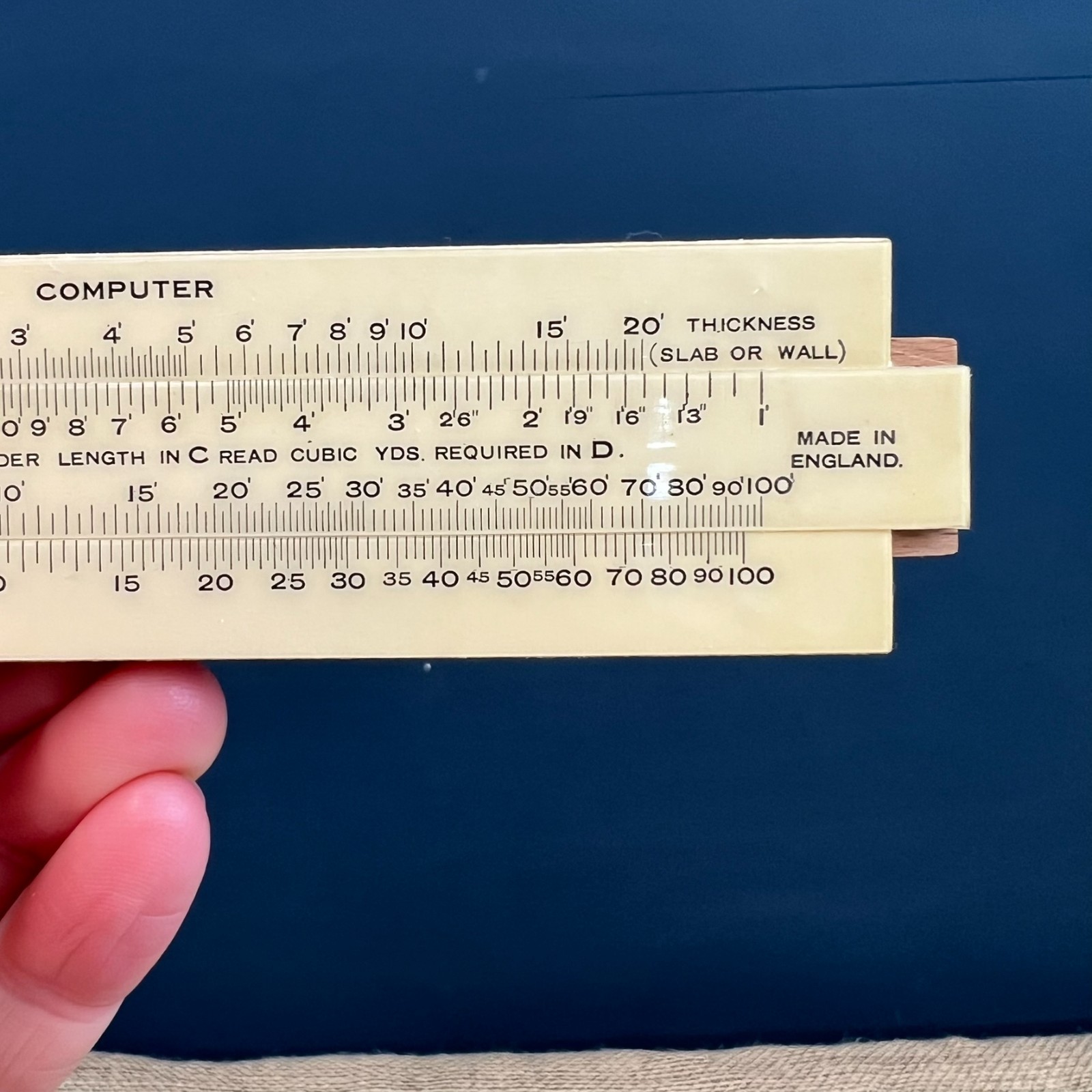 VINTAGE DENNIFF CONCRETE VOLUME COMPUTER ENGINEERING SLIDE RULER & SCALE