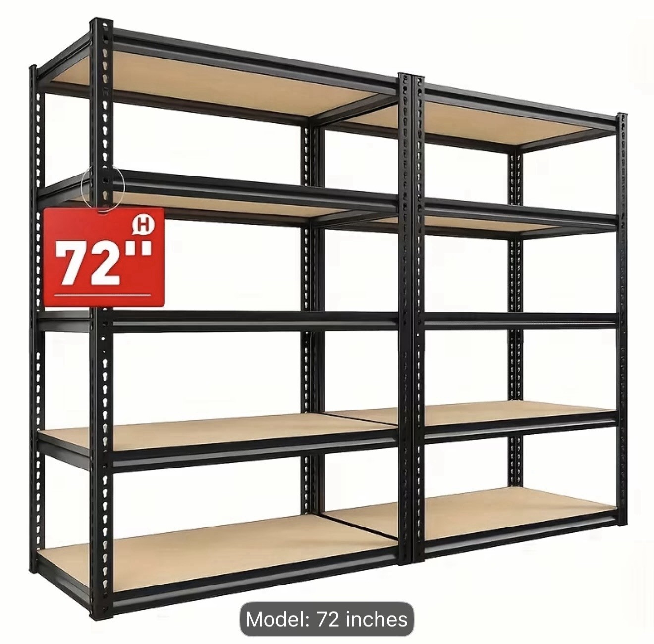 5 Tier Storage Shelves Heavy Duty Metal Garage Racking Wire Shelving Unit 72" H