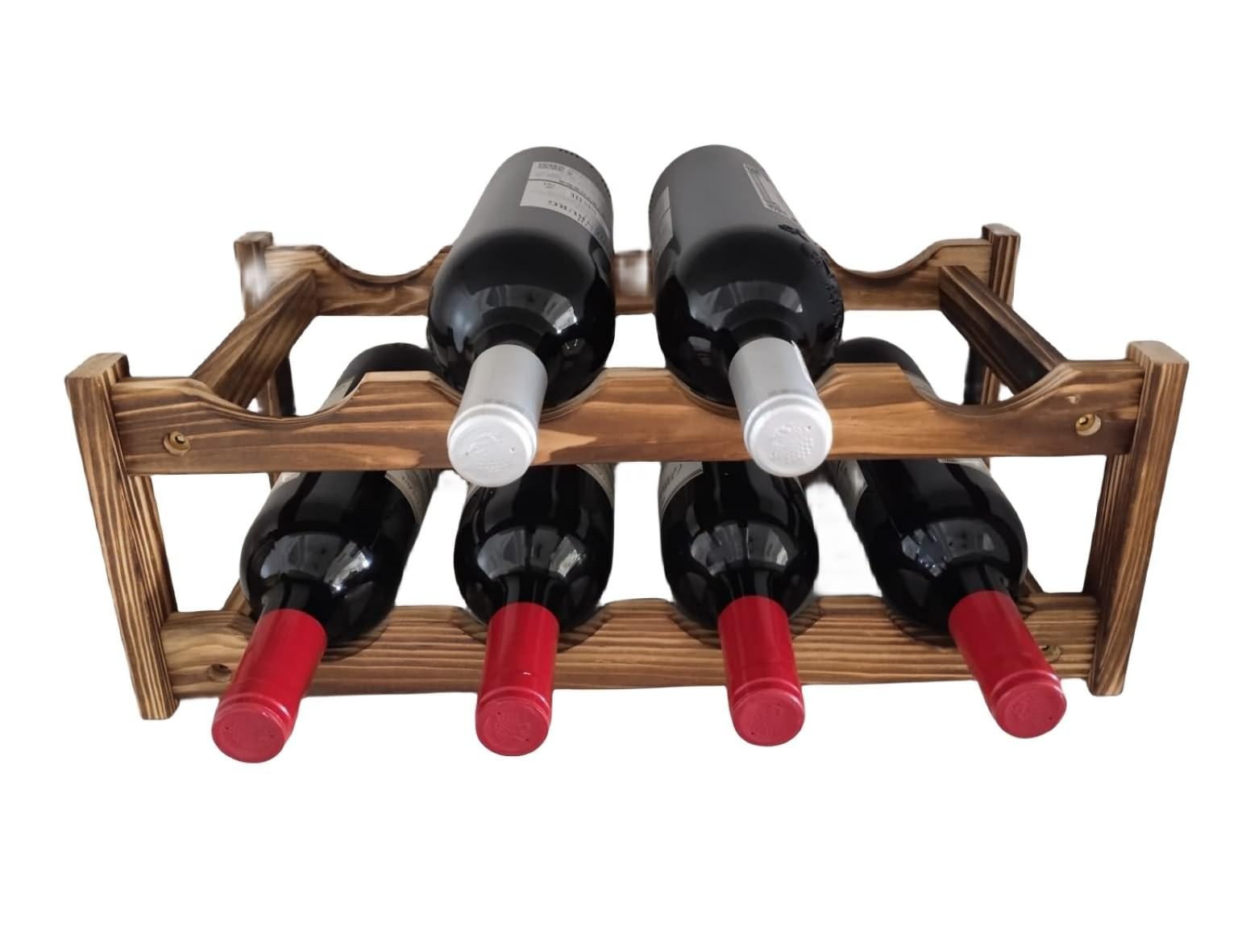LoongZDD 8 Bottle Wooden Wine 17.7"D x 8.6"W x 6.5"H, Carbonization Color