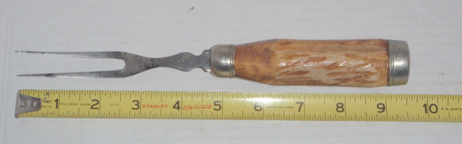 Vintage Stag Antler Handle Carving Fork 9 1/2"