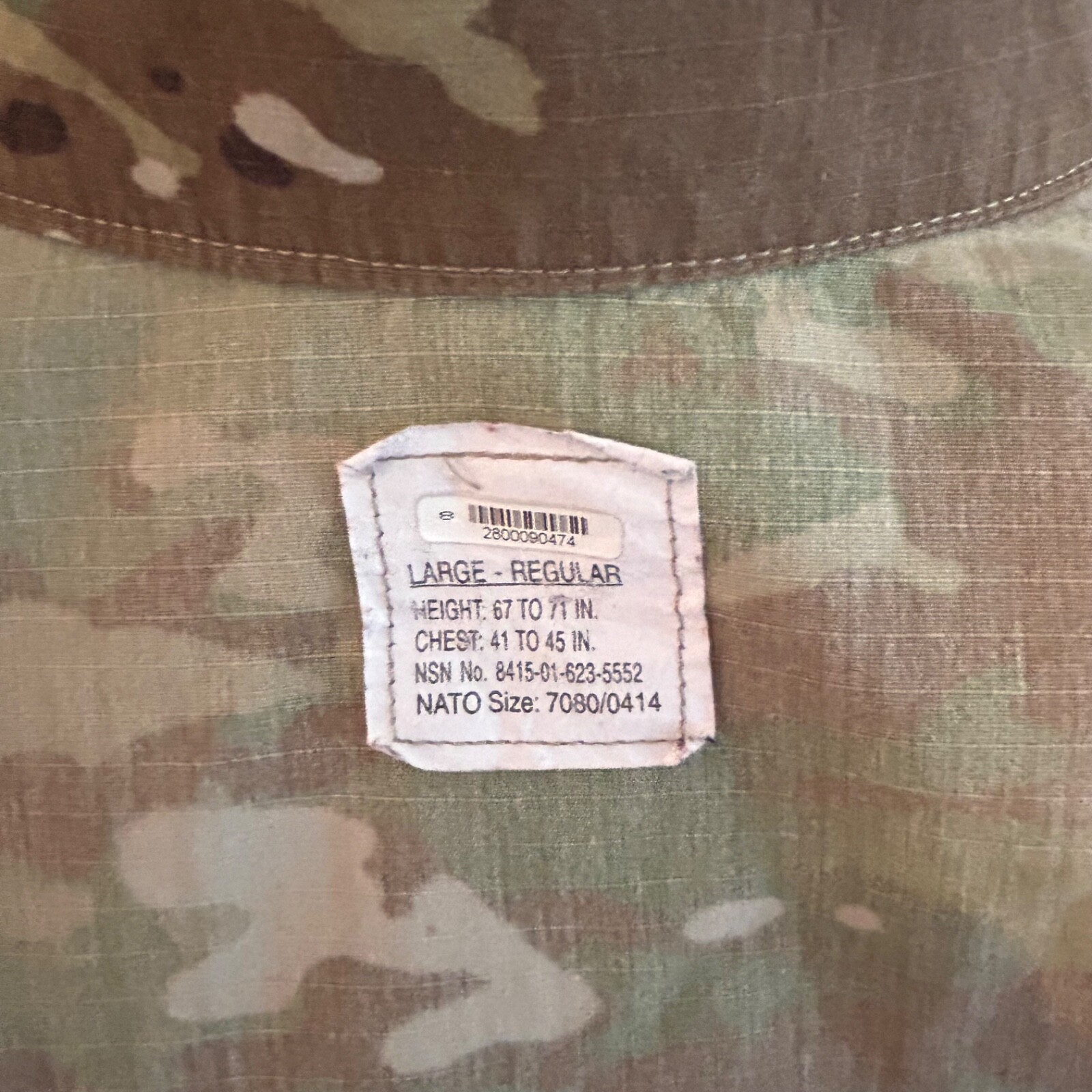 USA Army Coat Combat Uniform Unisex Multicam Large Regular Staff Sargent E-6