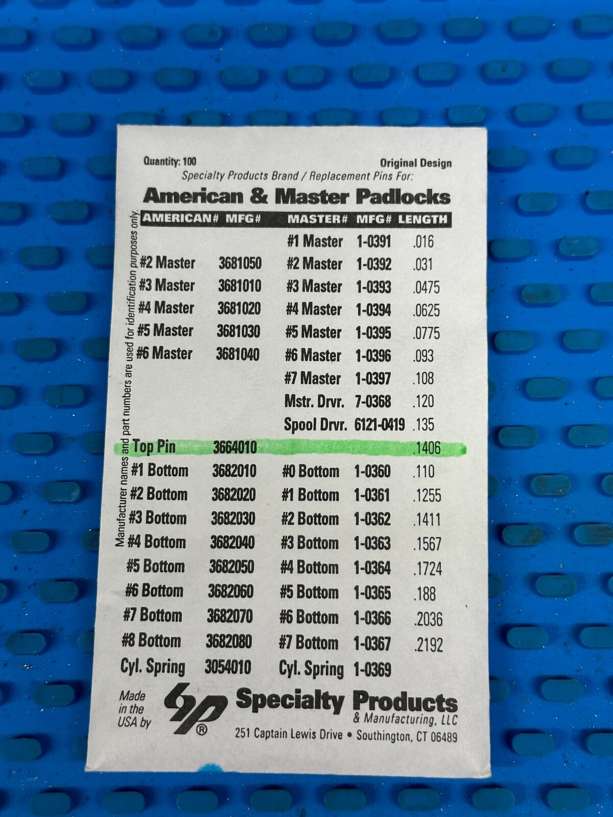 100 American and Master Padlock Security Serrated Driver Top Pins 366-4010