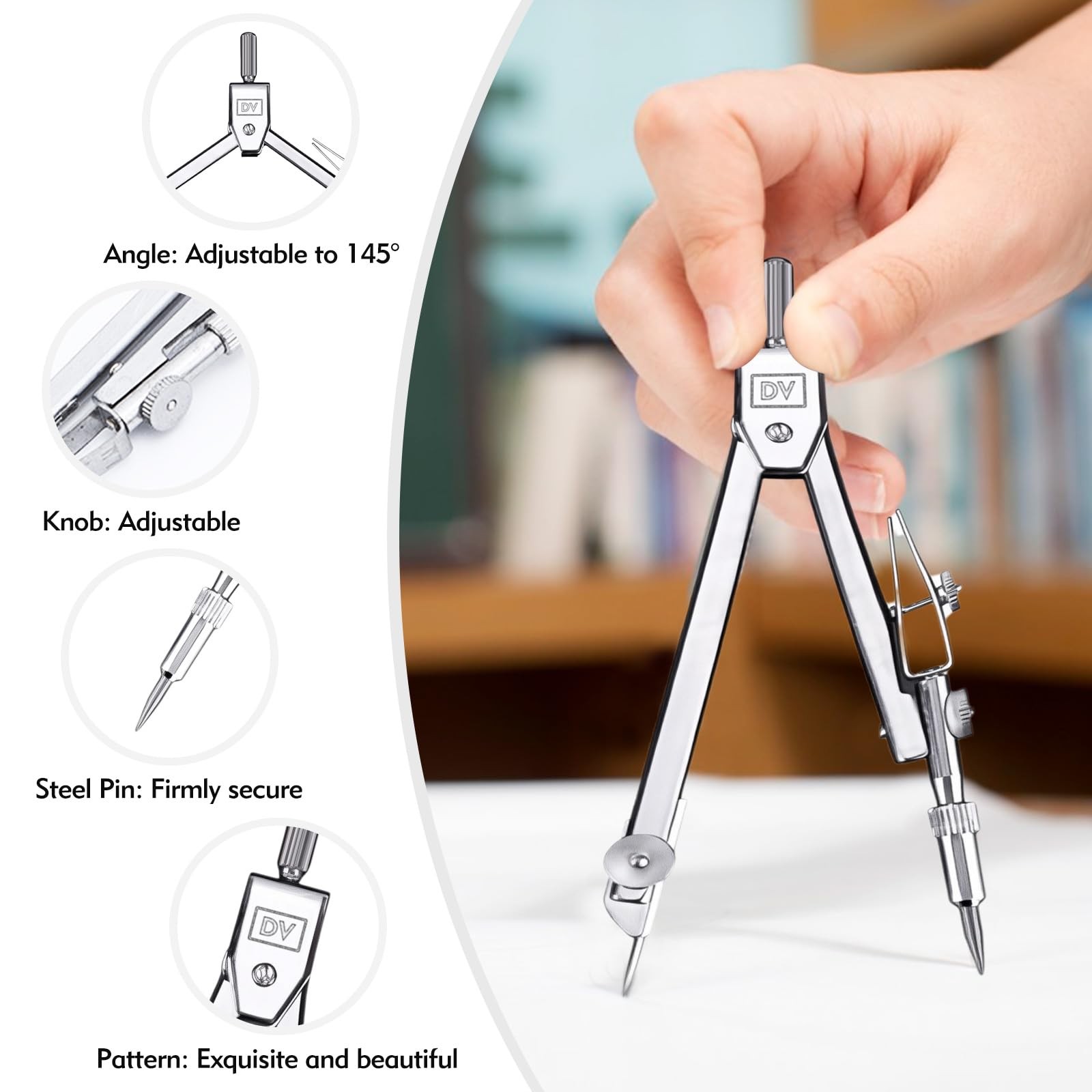 3 Pcs Plastic 12 Inch Ruler, Clear Protractor and Compasses Set for Student G...