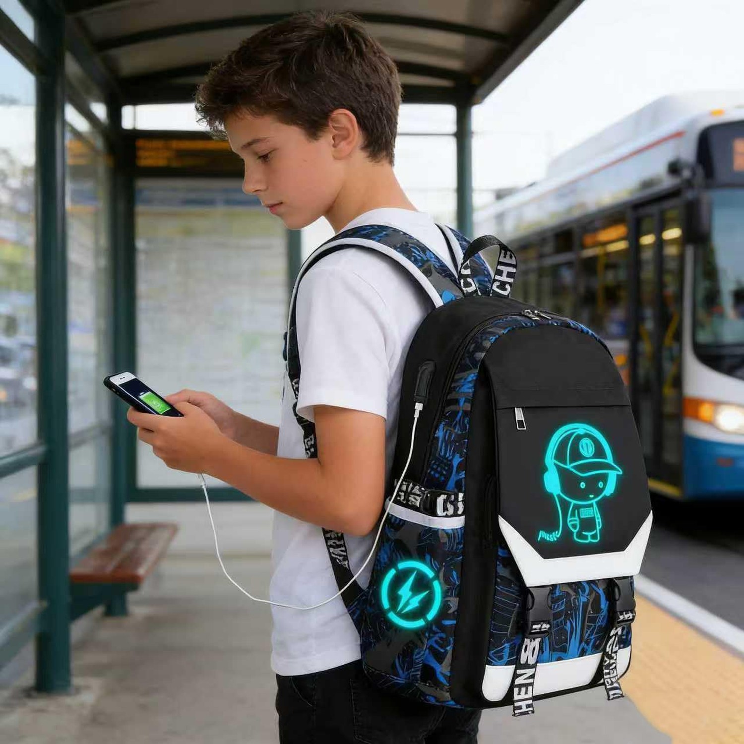 Anime Backpack Luminous Backpack.Cool Backpacks15.6 in Large capacity Laptope...