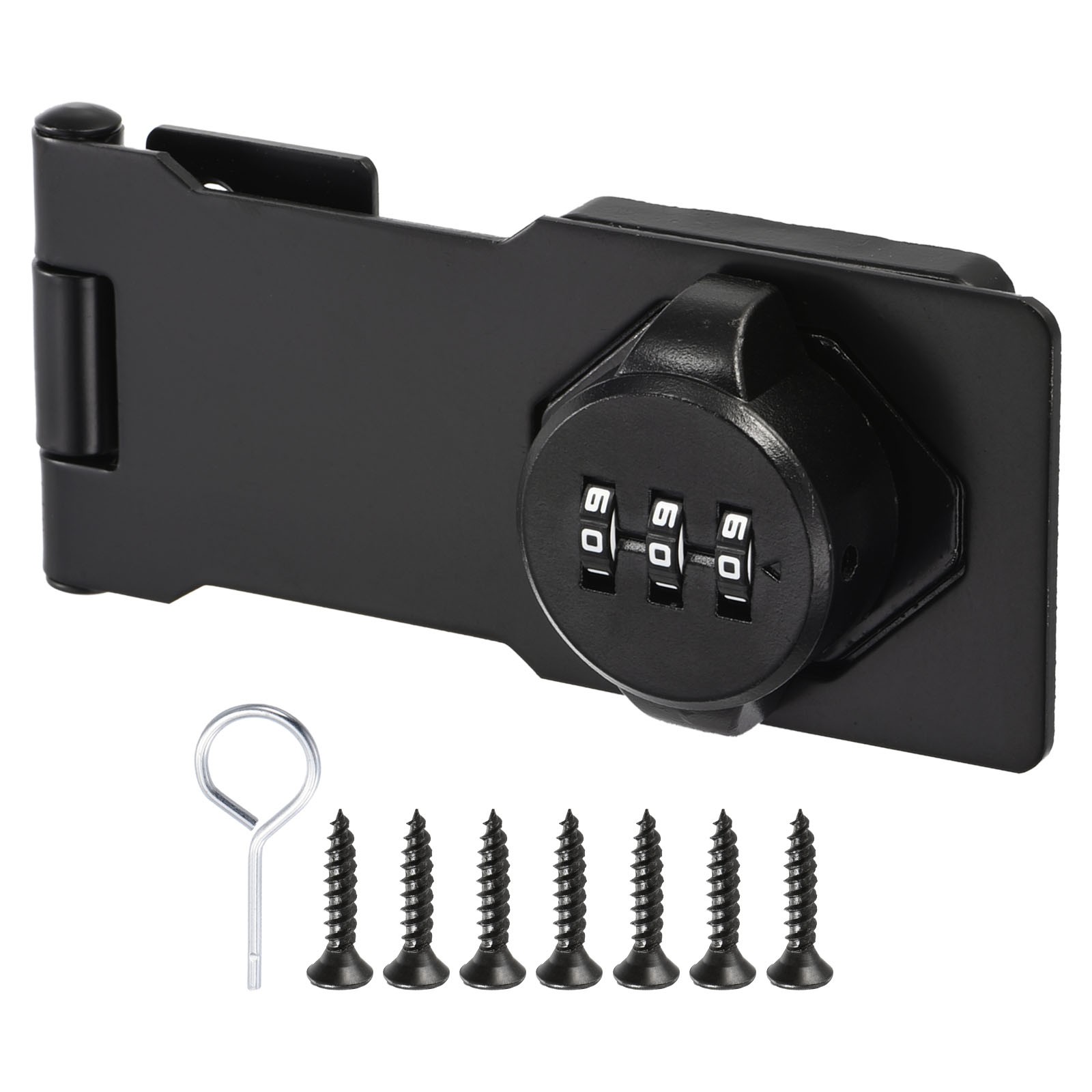 Cabinet Password Rotary Hasp Locks Door Security Combination Latch Lock Black