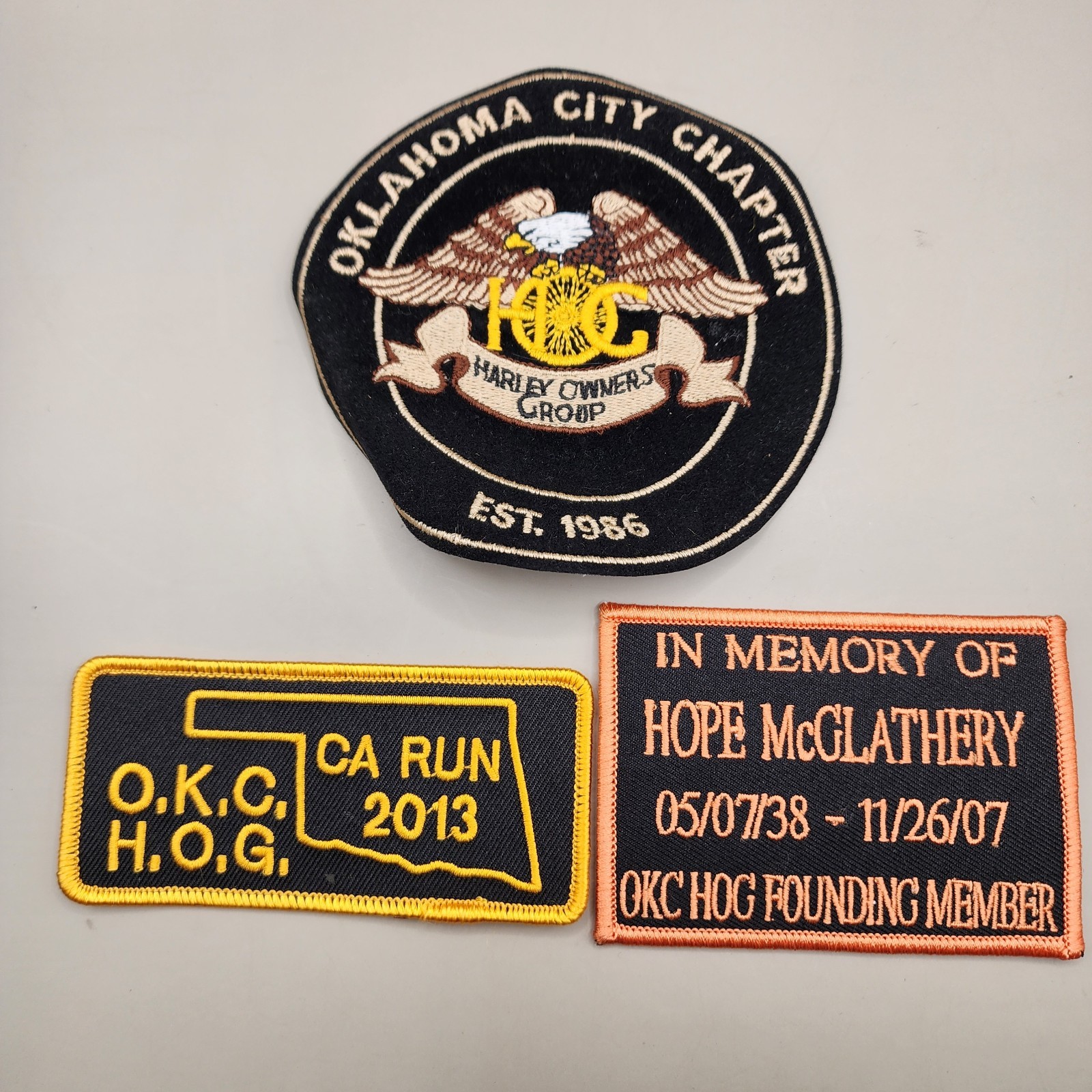 3 Harley Davidson Oklahoma Patches OKC Embroidered