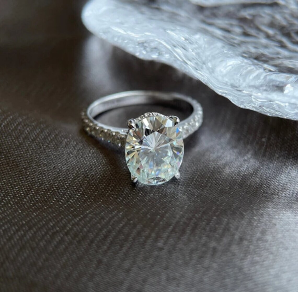 Lab-Created 4.10 Ct Oval Cut White Diamond Wedding Ring 925 Sterling Silver
