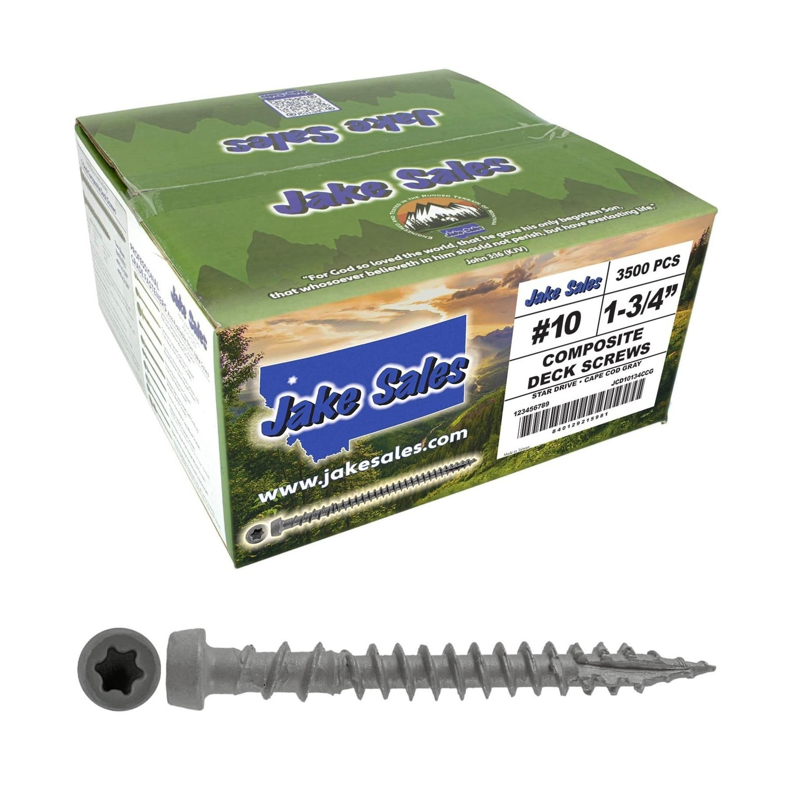 10 x 1-3/4" Cape Cod Gray Composite Decking Screws. Exterior Coated, Pressure...