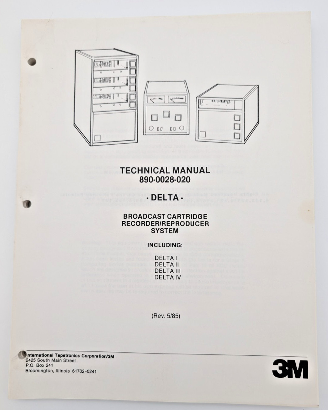 Technical Manual 890-0028-020 Delta System 1985 3M Company