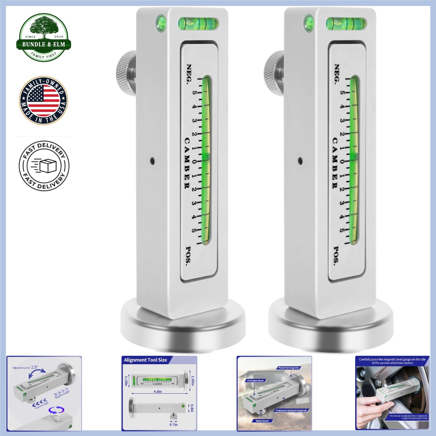 Portable Magnetic Gauge for Checking Camber and Caster Angles in Vehicles