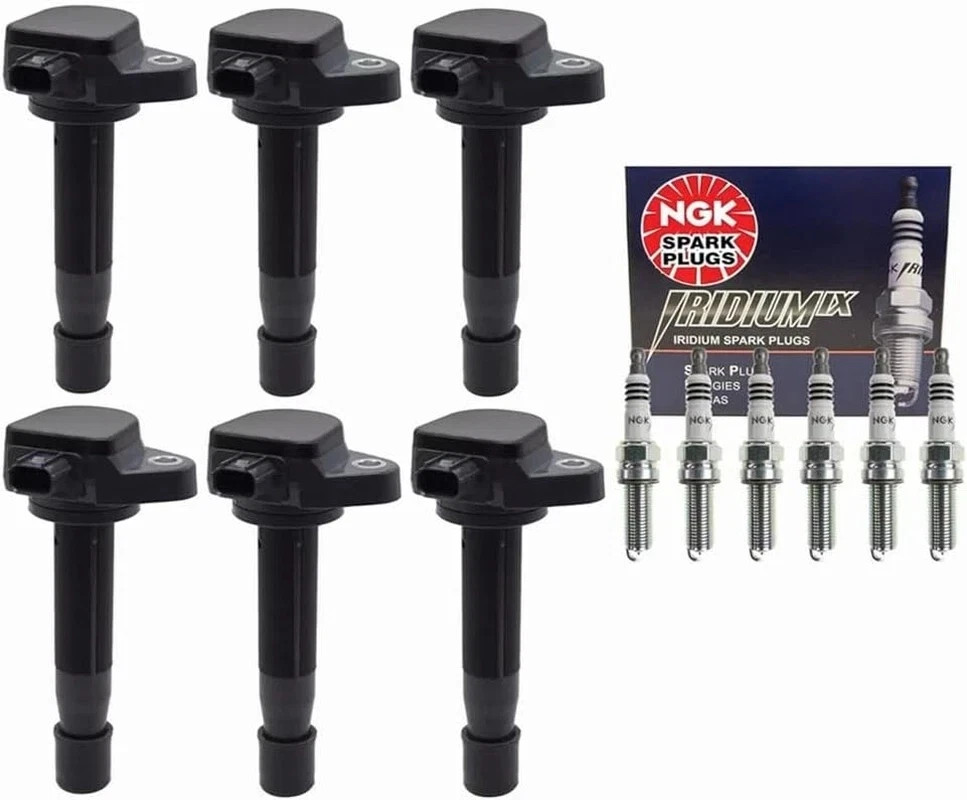 Ignition Coil Pack UF603 & NGK Spark Plug Set of 6 for Honda Odyssey Accord Cros