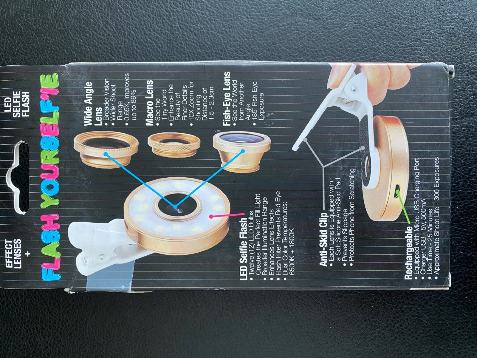 COPIA® FLASH YOURSELF'IE Deluxe Selfie Clip-On Kit - iOS & Android Compatible