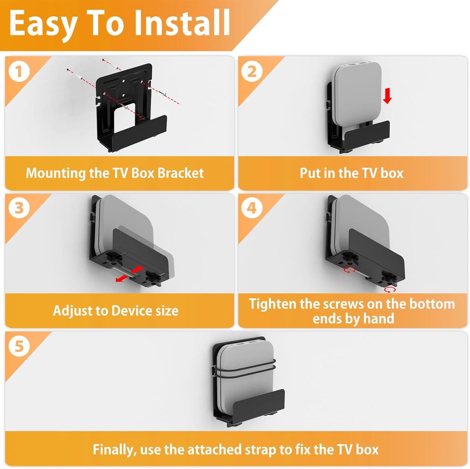 Cable Box Mount, Modem Mount, Adjustable Cable Box Wall Mount Bracket for Small