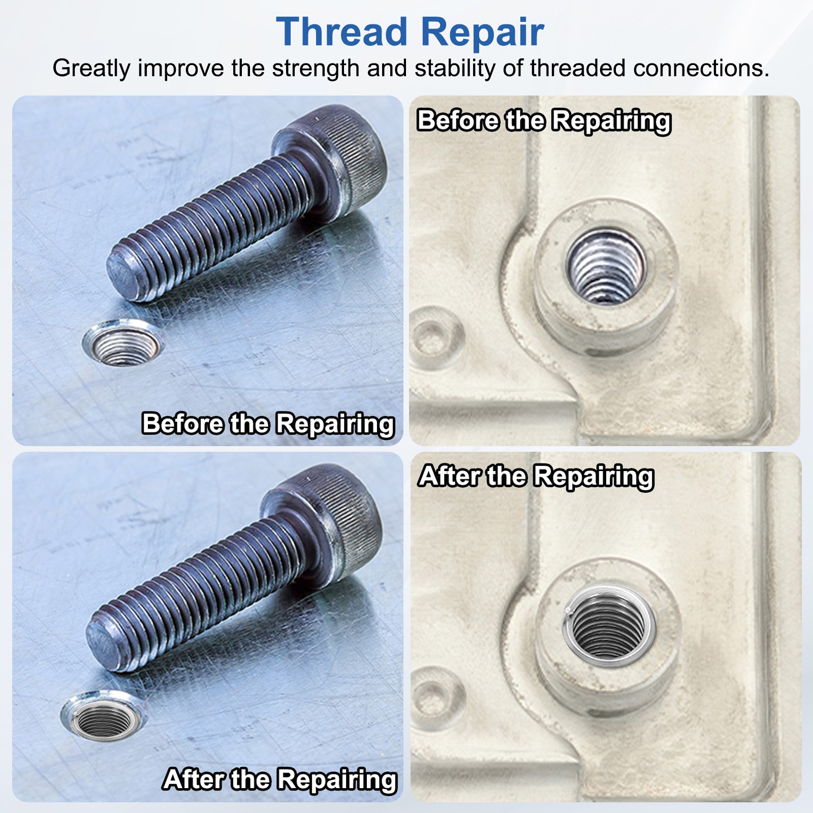 20pcs Wire Thread Inserts 8#-32 UNC 2D 8.4mm Helical Threaded Sleeve