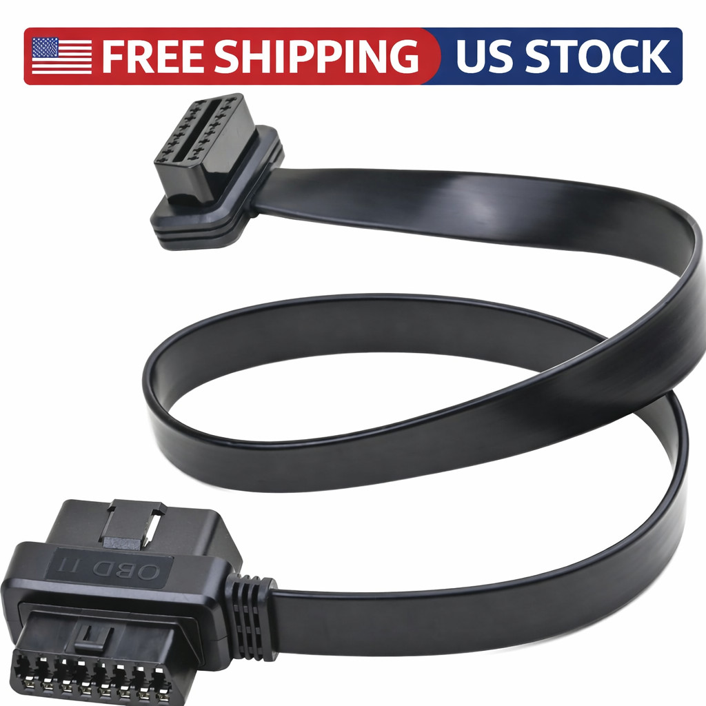 OBD II 16 Pin Right Angle Splitter Cable for Car Diagnostic Scanner 2FT