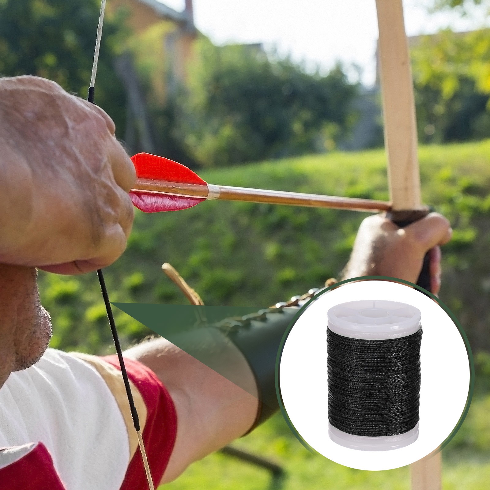 Archery Bow String Serving Thread Bowstring Thread 400D & Red/Black