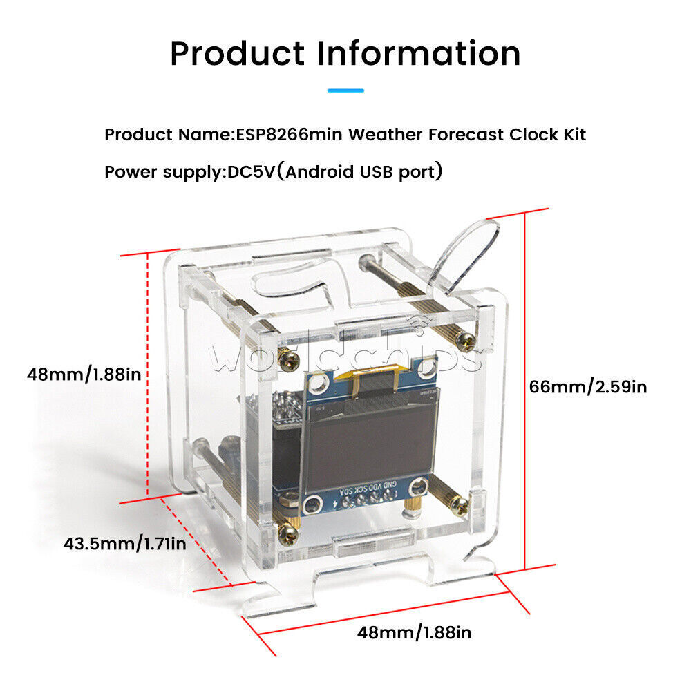 ESP8266 DIY Electronic Kit OLED Display Mini Clock + Shell DIY Soldering Project