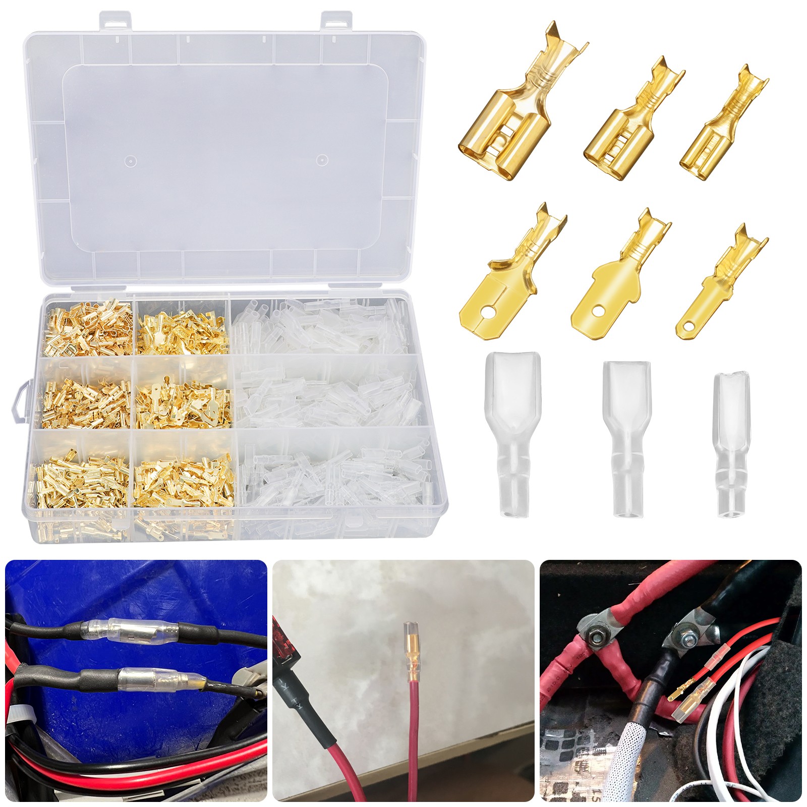 900pcs Male Female Spade Connector Kit Electrical Crimp Terminals Assortment DIY