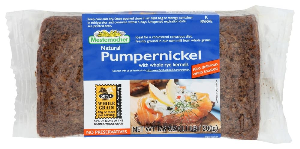 Mestmacher, Natural Pumpernickel Bread, 17.6 Ounce (Pack of 6)