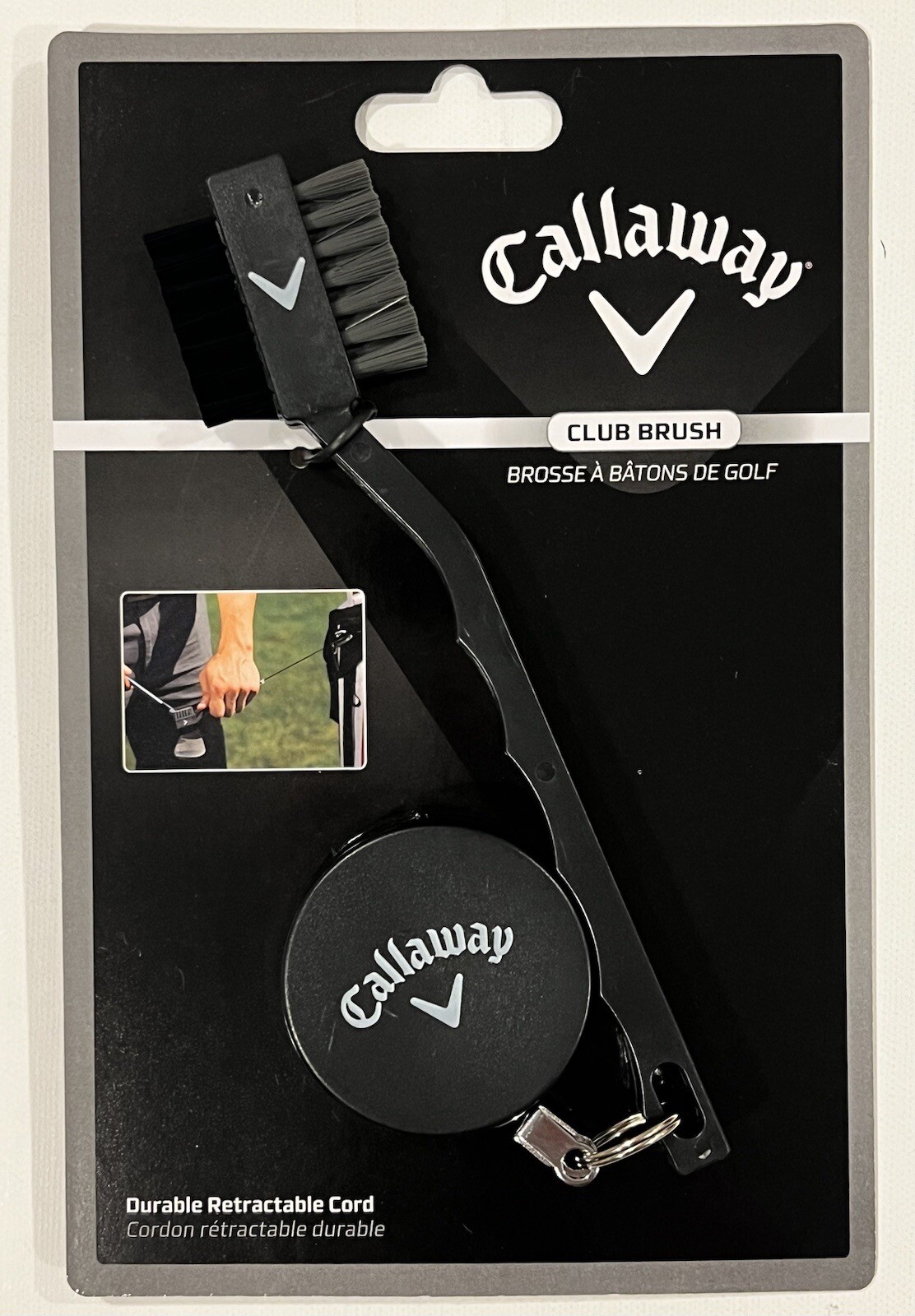 Callaway Golf Club & Shoe Brush Cleaner with Retractable Cord & Clip NEW!