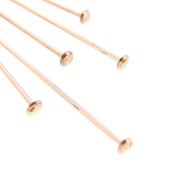 Gold Head Pins, 25pc Gold Filled Head Pins, 2 inch 24 gauge Stick PIns, Domed