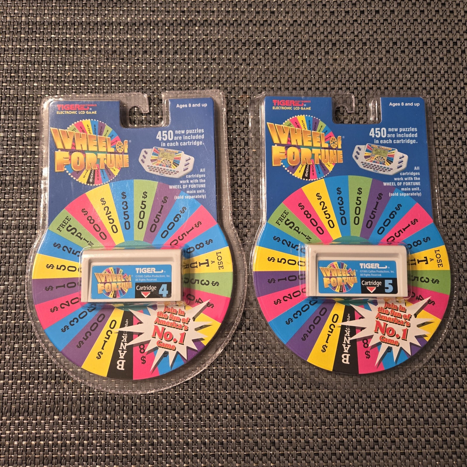 Vintage 1995 Tiger Electronics Wheel Of Fortune Cartridge #4 And #5 Games