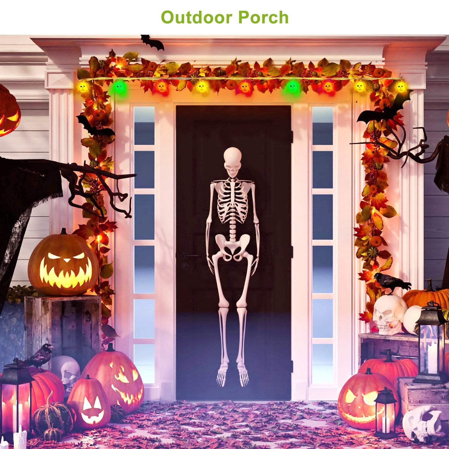 3Pcs Halloween Light Decorations Total 50 LEDs 24ft Halloween String Lights Colo