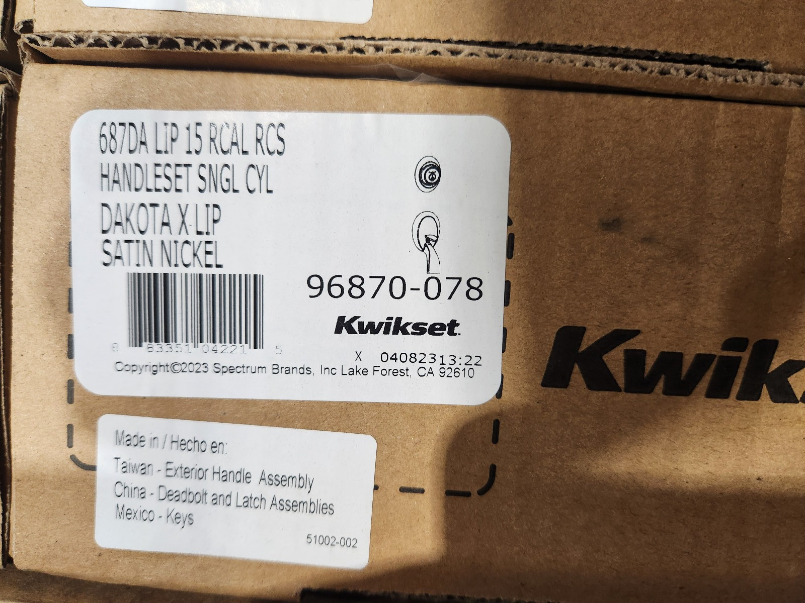 Kwikset  Dakota Handle and Lock Set (Exterior Only) - Satin Nickel