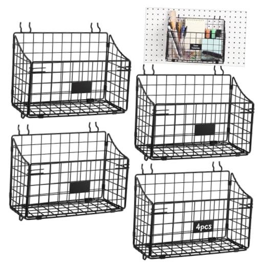 4 Pcs Peg Board Bins and Baskets Peg Board Organizer Pegboard Accessories Large