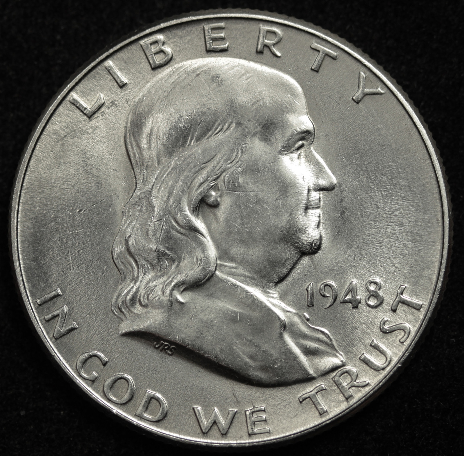 1948-d  Franklin Half. 100% Fully Separated Bell Lines. Nice BU.  (Inventory A)