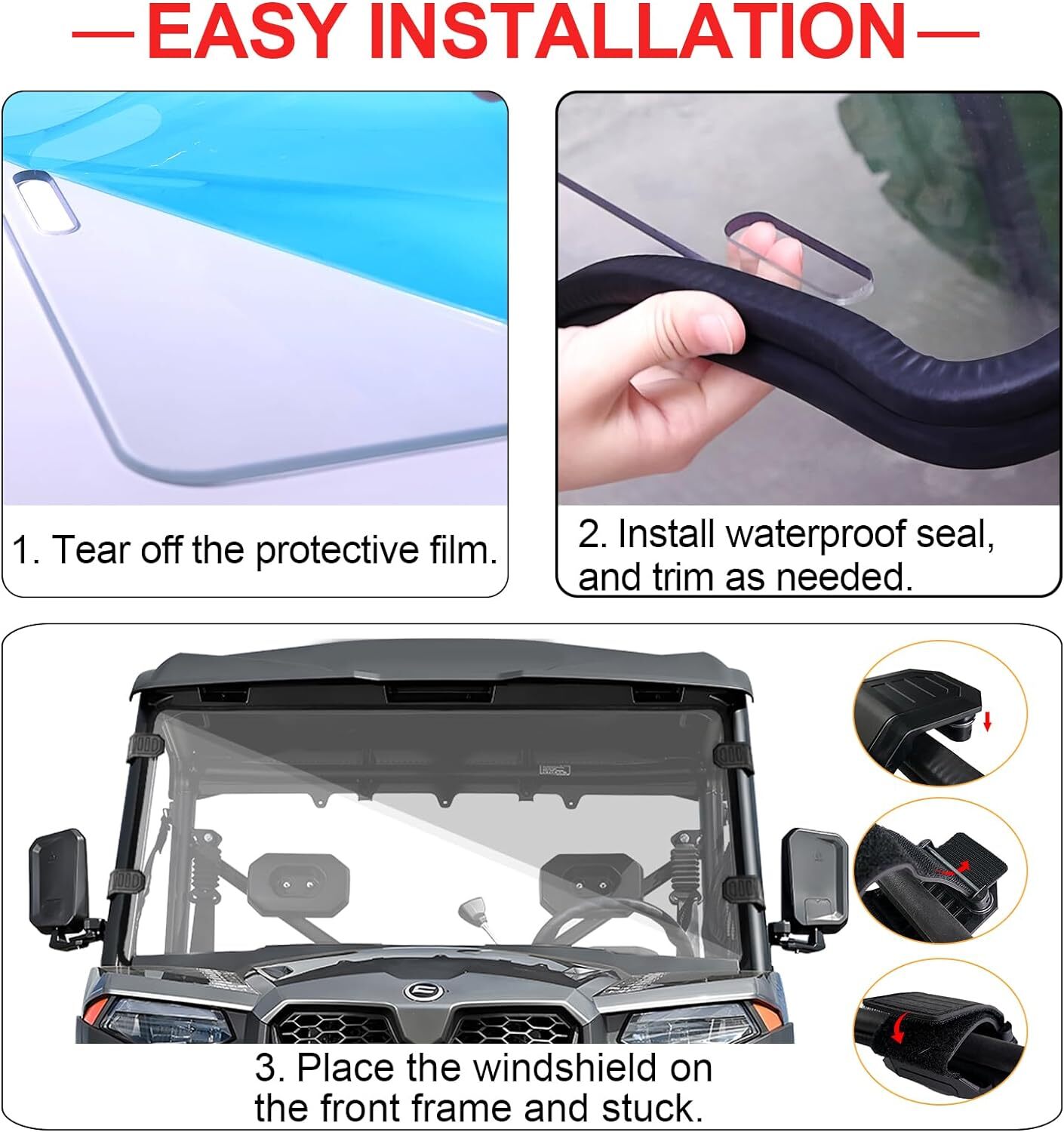 2pcs Front +Rear Window Replace Windshield PC for CFMOTO UForce 600 2021-2025
