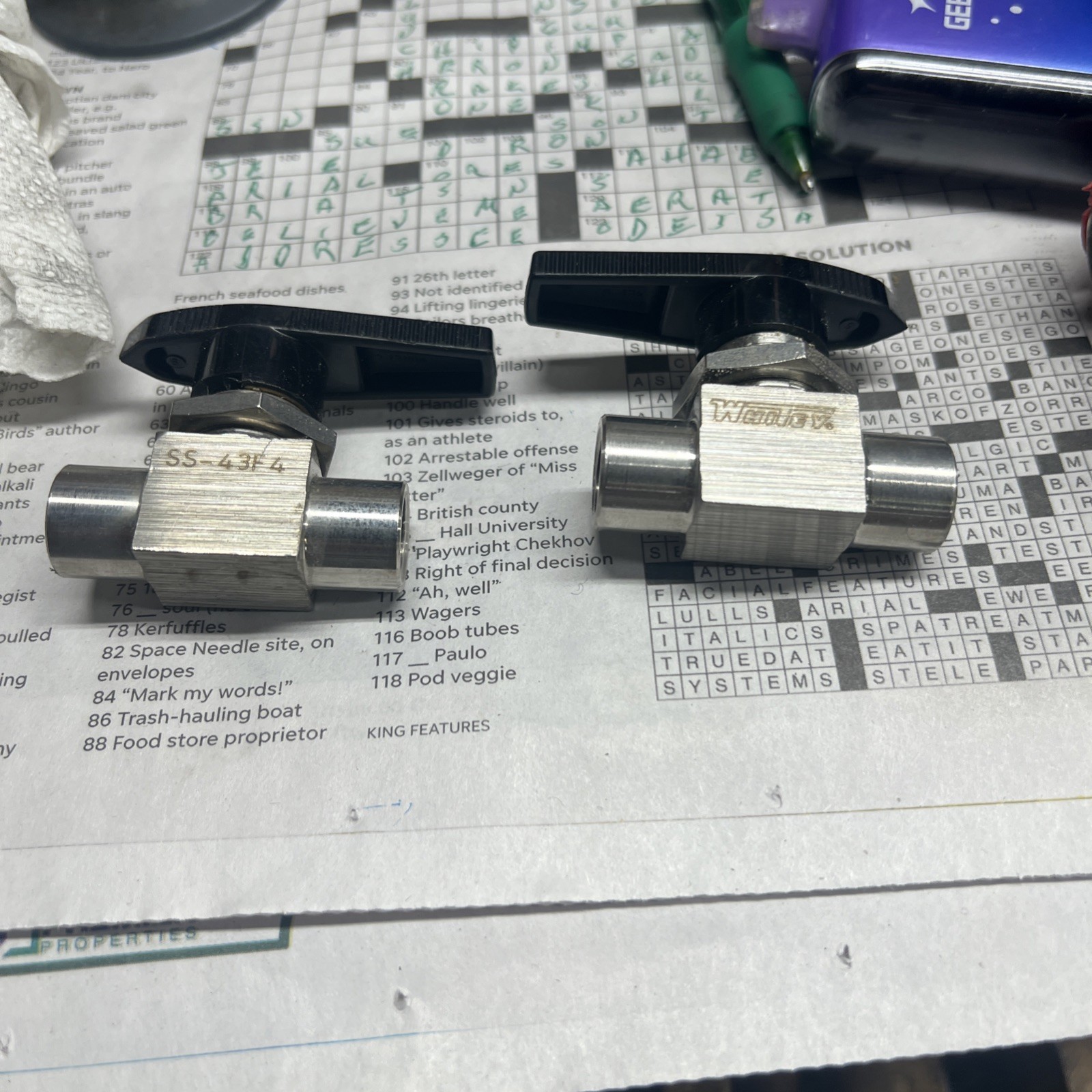 Lot Of Two Whitey SS-43F4 Stainless Steel Ball Valves NOS