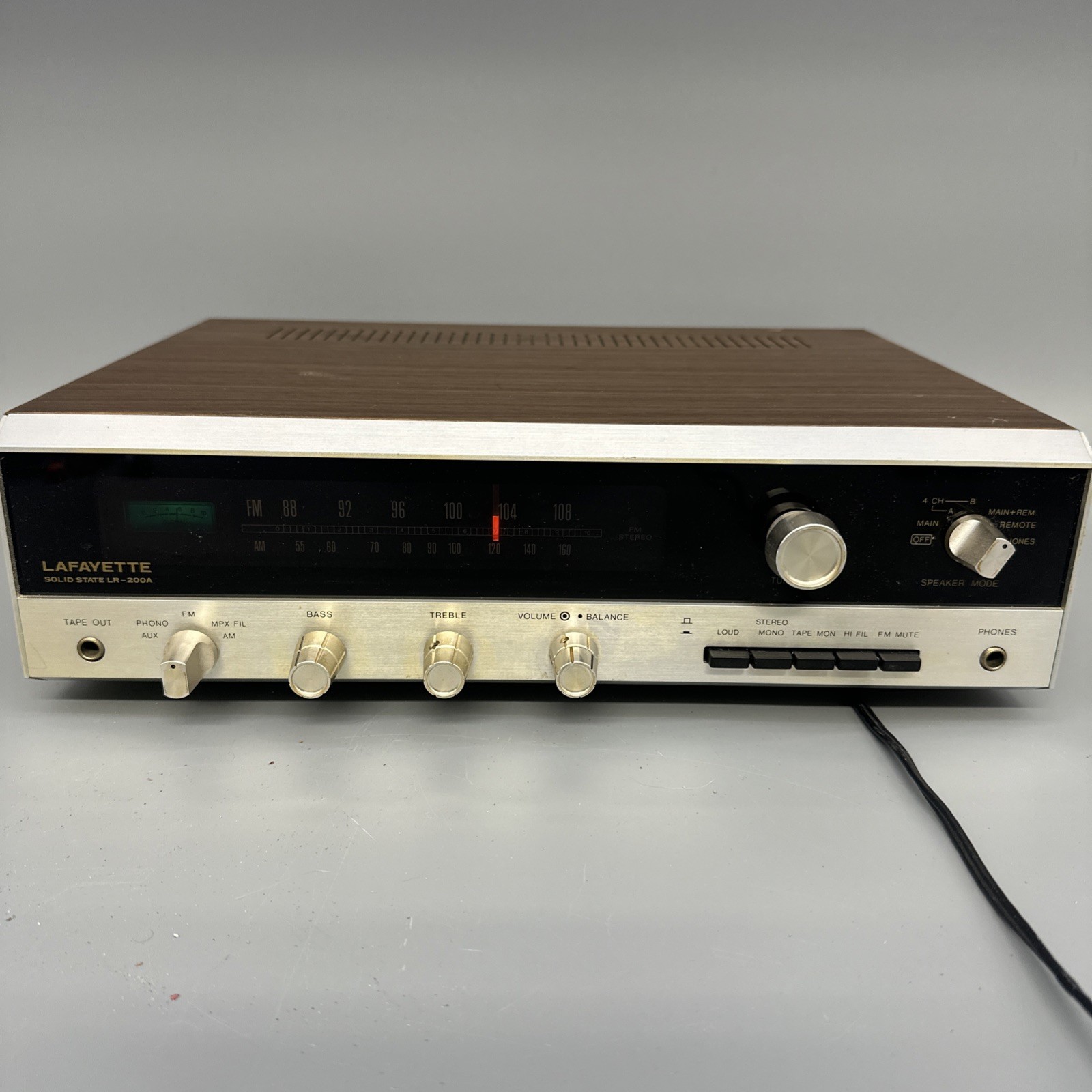 Vintage Lafayette LR 200A AM/FM Stereo Receiver Tested Nice Wood grain Top