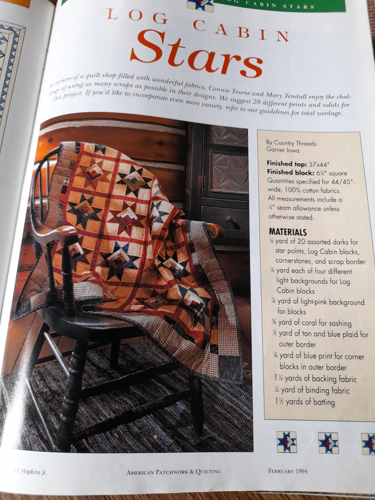American Patchwork and Quilting Patterns Magazine Vintage Issue 6 February 1994