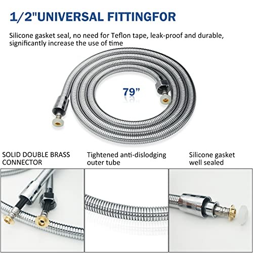 High Pressure Shower Hose, 79" Extra Long, Explosion-Proof Braided Mesh, 304